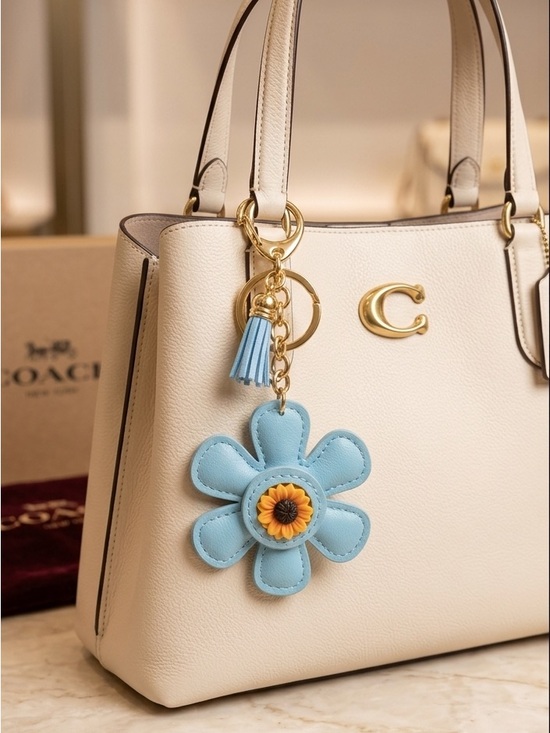 unbranded Accessories - Flower bag Charm keychain Blue and Yellow - New (purse not included)
